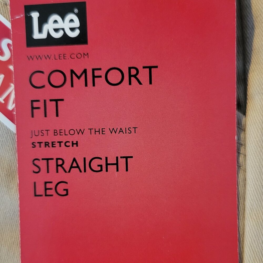 Lee Comfort Fit stretch straight leg pants, "Sahara" tan, size Misses 12 Long - Picture 11 of 15